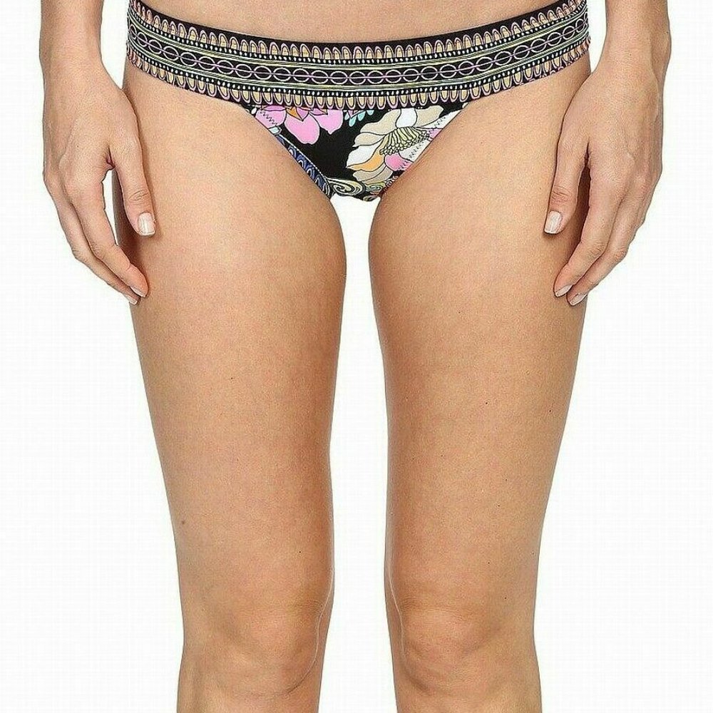 Trina Turk Womens Swimwear Black Pink Size 4 Monaco Banded Bikini Bottom $54